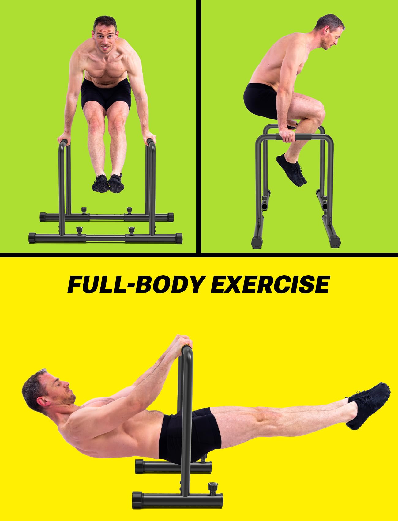 YOLEO Adjustable Dip Bar- 1100LBS Dip Station Portable Functional Fitness