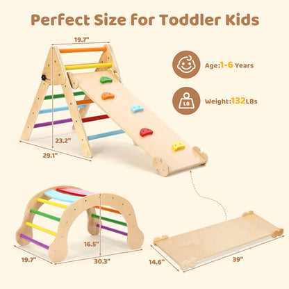 YOLEO Pikler Triangle Set FSC-Comply 7 in 1 Large Pikler Triangle Climbing Set