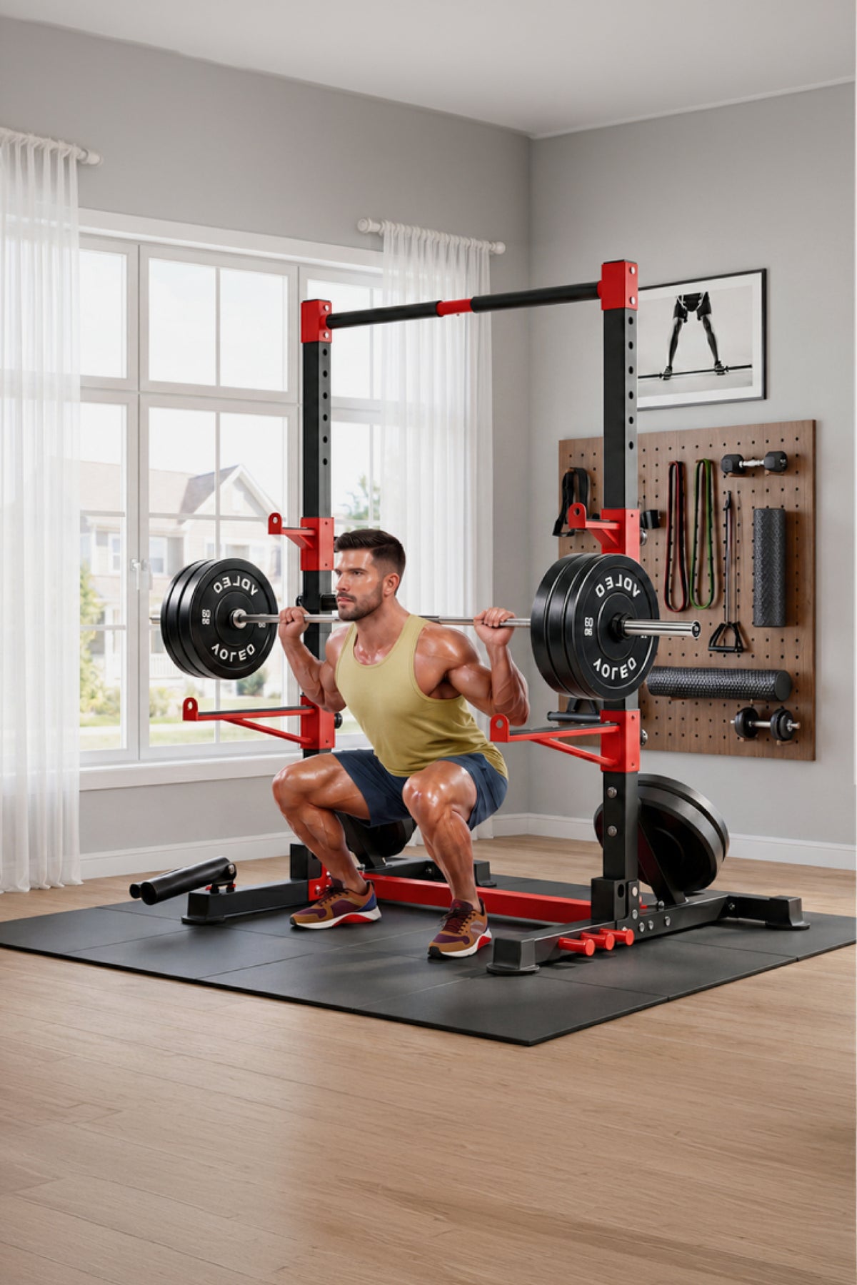 YOLEO Smith Machine & Squat Rack Combo, Multi-Function Power Cage