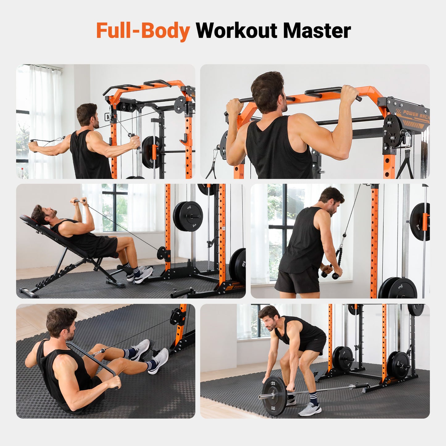 YOLEO Smith Machine & Squat Rack Combo, Multi-Function Power Cage